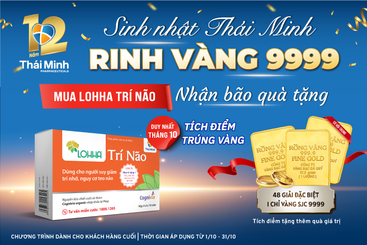 Chỉ trong tháng 10: Mua ngay Lohha Trí Não nhân dịp sinh nhật Thái Minh - Rinh vàng 9999 1